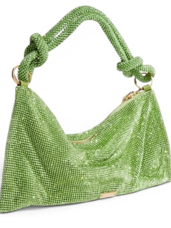 cult gaia Handbags - cult gaia Lime Crystal Mesh Knot-Handle Shoulder Bag
